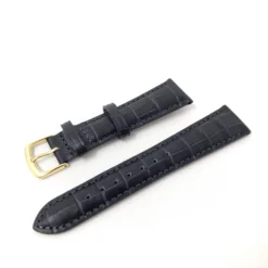 Hadley Roma Watch Strap – Black Leather Alligator Grain Effect