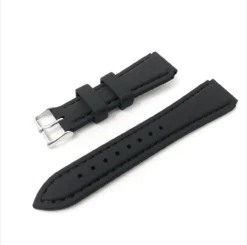 Hadley Roma Watch Strap – Black Silicone With Stitched Detail