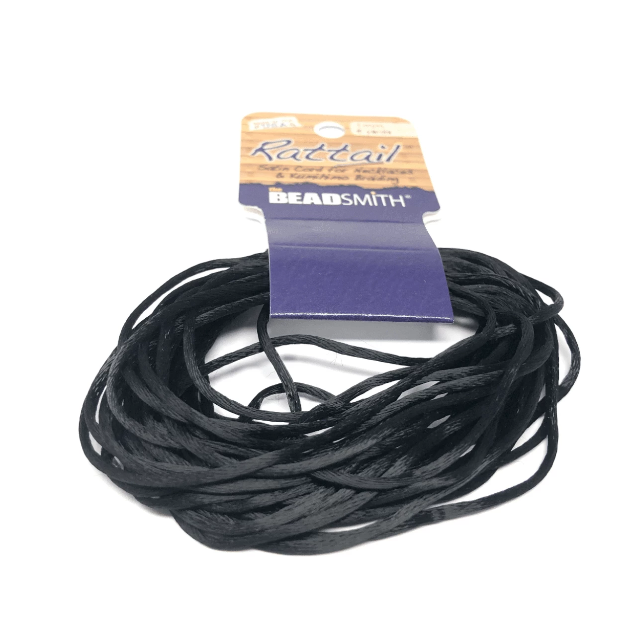 Beadsmith Rattail Satin Cord – Black 2 Beadsmith Rattail Satin Cord – Black - Image 2